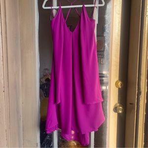 NWT Rebecca Minkoff Fuchsia 100% Silk Pleated Layered Spaghetti Strap Sundress